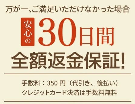 満足できなかった場合は返金保証も付いています